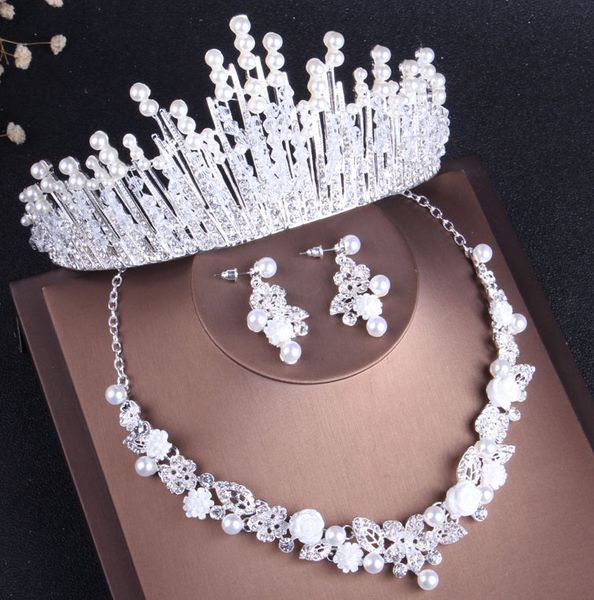 

люкс кристалл pearl люкс ювелирные наборы rhinestone колье диадема нигерийский африканские бусы ожерелья серьги wedding комплект ювелирных и, Silver