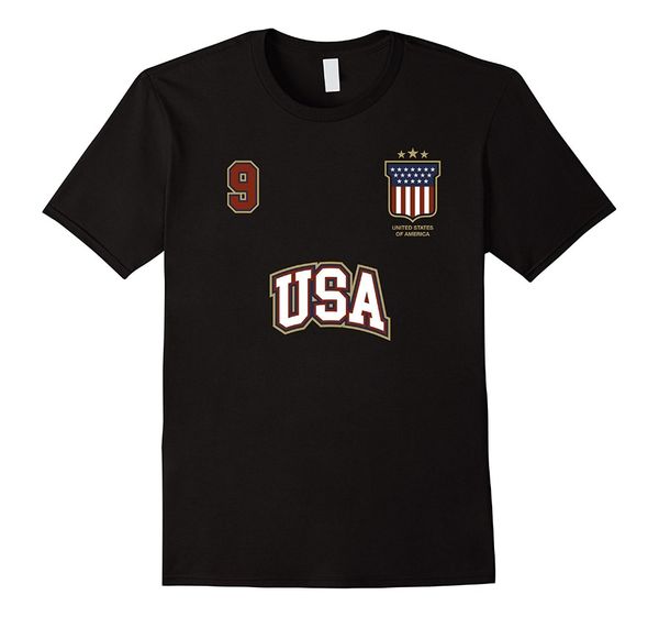 

new fashion summer new design cotton male tee shirt designing usa sporter shirt number 9 american team united states flag tee