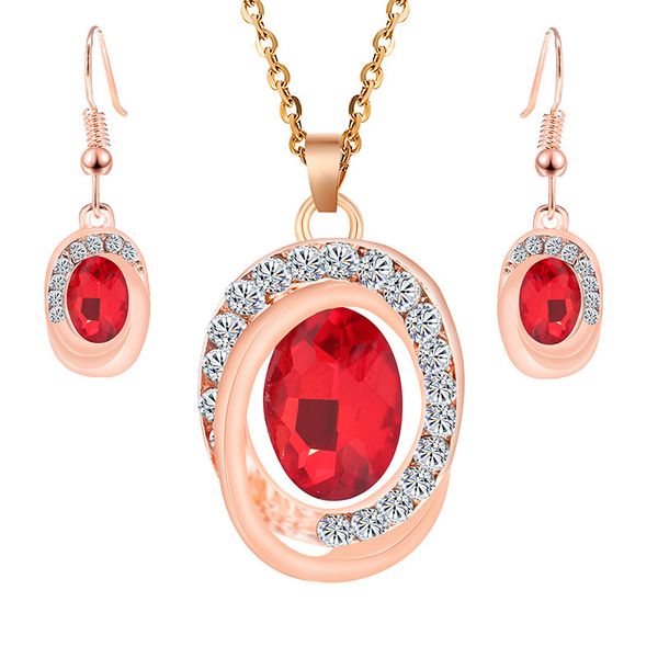 

ty220 new set crystal women set irregular pendant necklace earrings jewelry, Silver