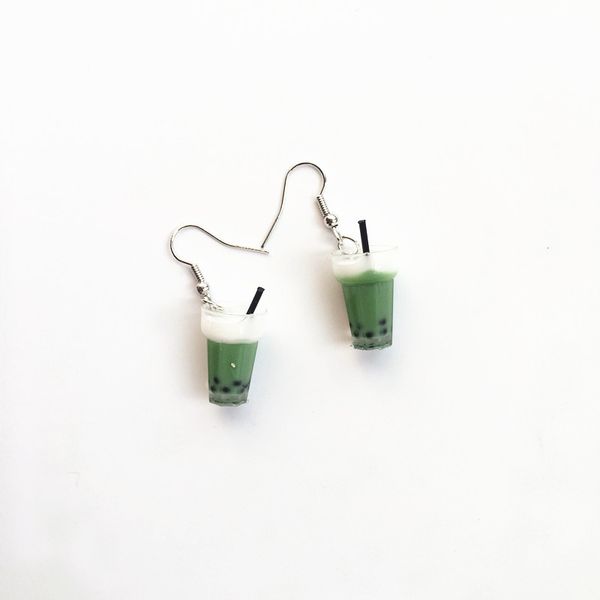 

interesting resin matcha bubble drop earrings green earrings for girl female fashion jewelry birthday gifts, Silver