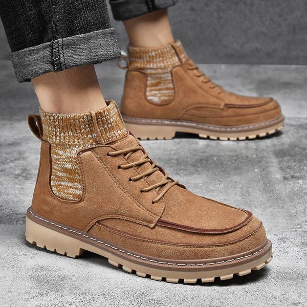 

2020 autumn casual shoes men male boots british style retro men shoes comfortable flannel work boots male hx-195, Black