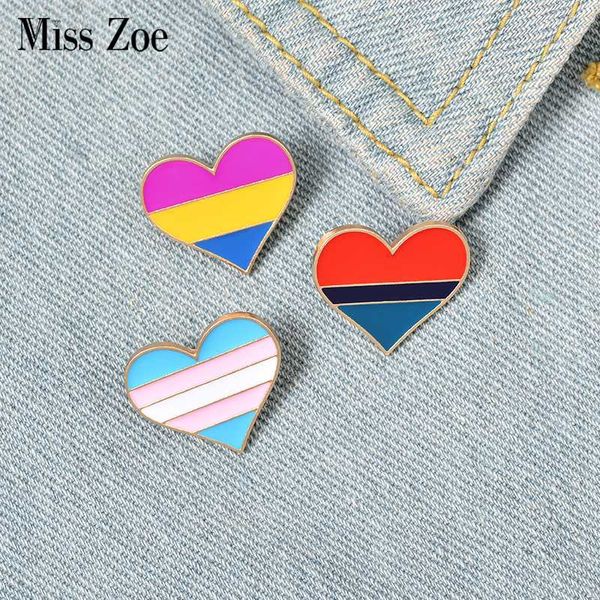 

pins, brooches sweet heart enamel pins custom color stripes pink blue purple brooch lapel pin shirt bag badge gift for friends, Gray
