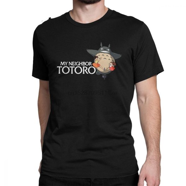 

novelty catbus totoro t-shirts for men crewneck cotton t shirt hayao miyazaki manga japan short sleeve tees unique