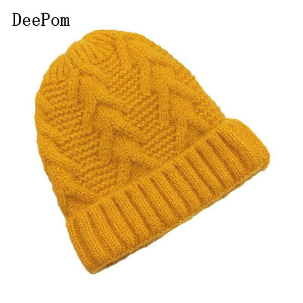 

deepom wool hat skullie beanie winter hat for women girl 's female cap thickened warm bonnet ear protect knitted stretch, Blue;gray