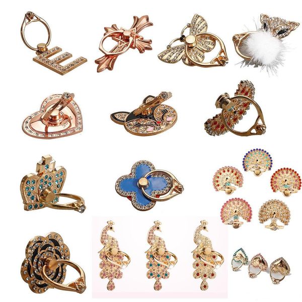 

rotating 360 finger grip metal bling rhinestone luxury ring lady holder cute hook stand for tablet moblie phone