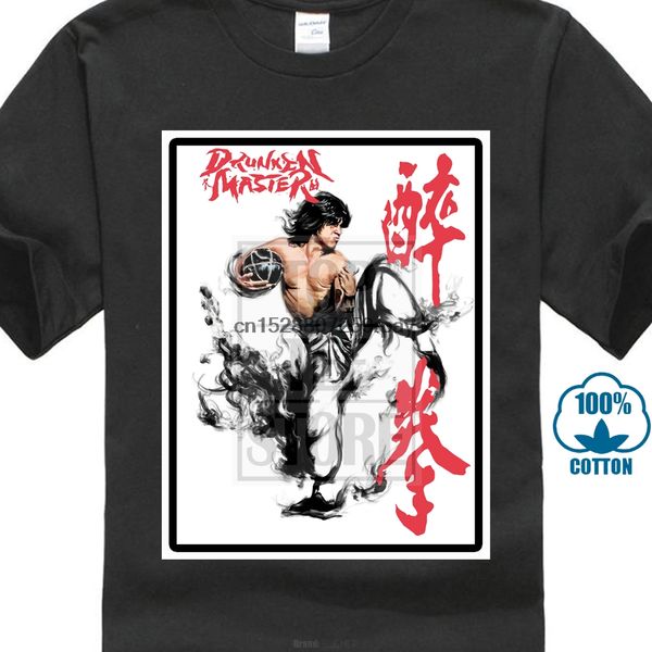 

new drunken master jackie chan classic kungfu movie men black t shirt s to 4xl