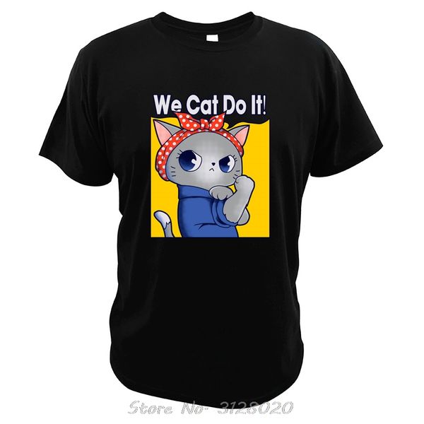 

rosie the riveter t shirt cat men cotton digital print soft tee funny tshirt