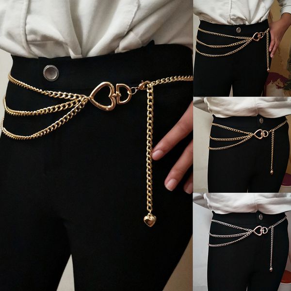 

love heart waistband pants chain hollow waist chain gold silver metal waist girdle chains jeans waistband accessories, Black;brown