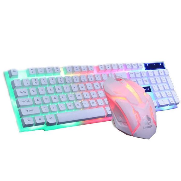 

ergonomic keyboard mouse gaming set rainbow wired pc gamer suspension mechanical lapbacklit illuminated mouse white kit