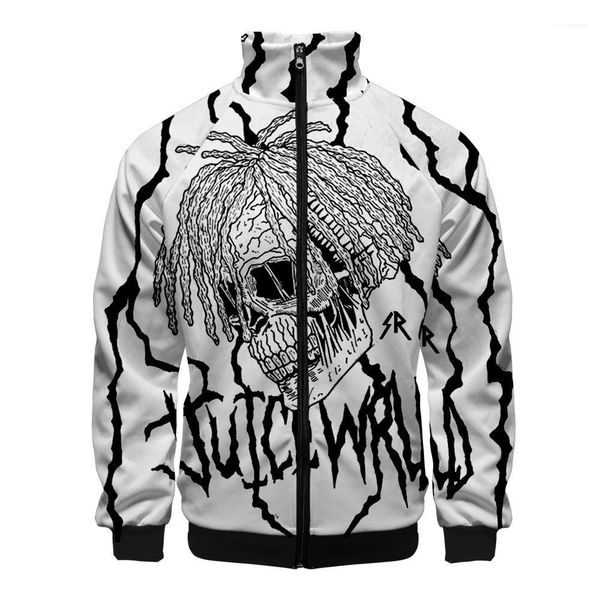

rapper juice wrld hoodies 3d printed stand collar rip sweatshirts american, Black