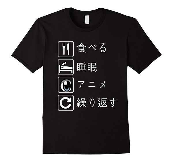 

2019 new summer cool tee shirt eat sleep anime repeat funny anime lover otaku t-shirt funny t-shirt