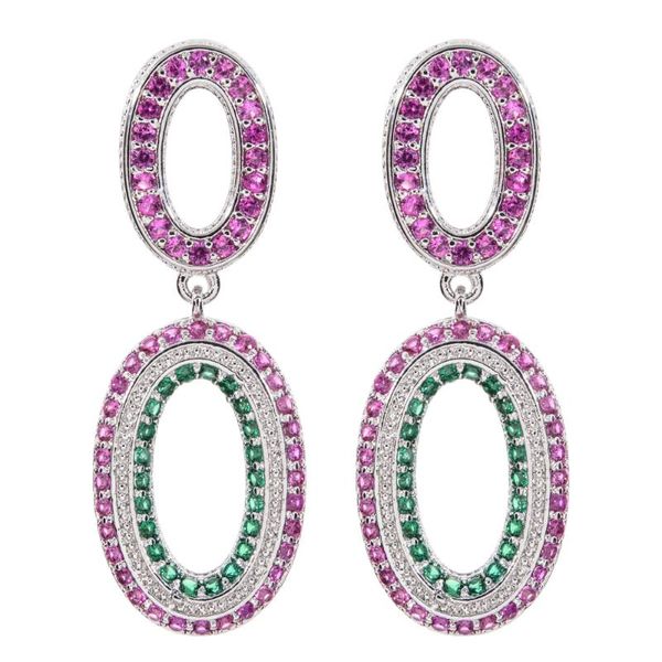 

egg-shaped color zircon earrings in korean elegance and fashion are suitable for jewelry gifts for women/girls'wedding parties, Golden;silver