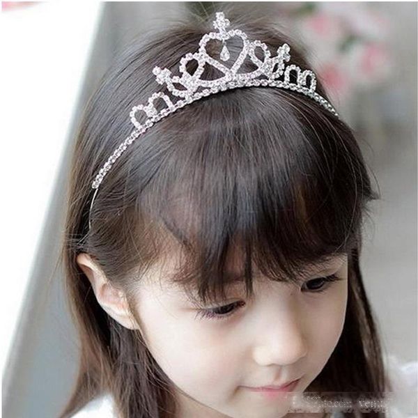 

new children wedding party silvery rhinestone crown tiaras accessories girls kids blingbling headbands jewelry gift