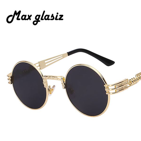 

men brand vintage round sun glasses 2020 new silver gold metal mirror small round sunglasses women uv400, White;black