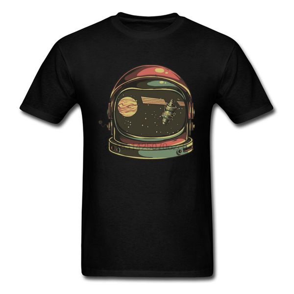 

2020 retro style astronaut helmet print men t-shirt space cartoon short sleeve faddish spaceman tee shirts 3xl black