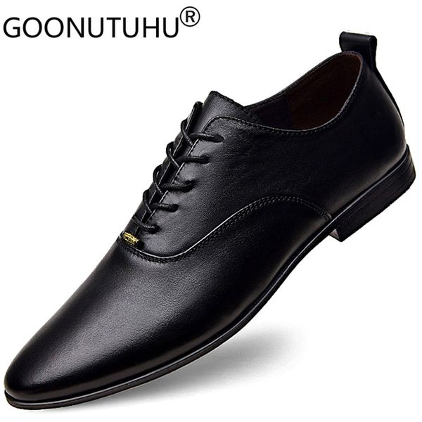 

fashion men's shoes dress genuine leather male classics black lace up pointed toe shoe man elegant office formal shoes for men