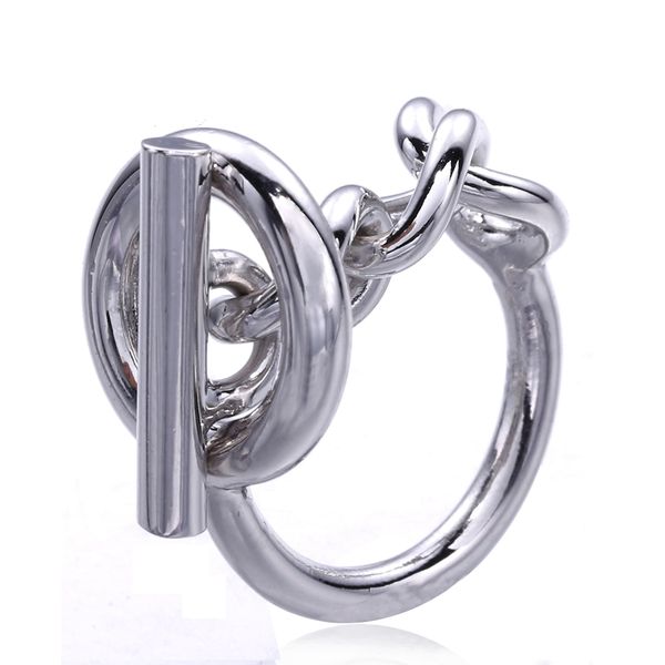 

925 sterling silver rope chain ring with hoop lock for women french popular clasp ring sterling silver jewelry making