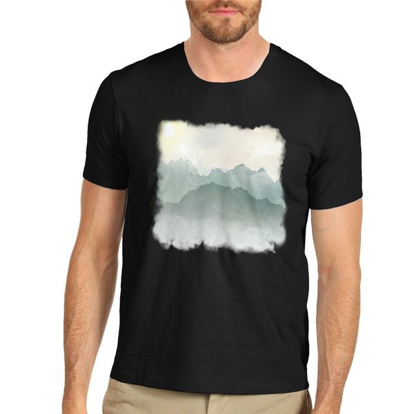 

men's nature landscape mountain mist cotton t-shirt humorous tee shirt