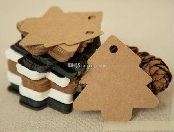 

new arrive 100pcs/pack 5.5*5.4cm diy kraft christmas tree shape hang tag christmas party deco paper cards gift tag