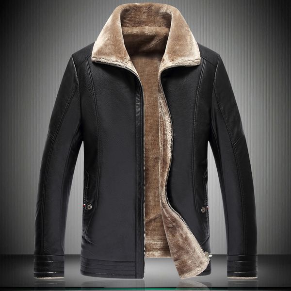 

2020 parka 8xl 7xl winter thickening warm mens jacket zipper 6xl 5xl faux leather coat yellow male jackets 1808, Black