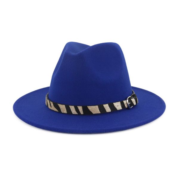 Moda Handmade barato feltro de lã aba larga Fedora chapéus com Zebra stripe-Belt Homens Mulheres Jazz do Panamá Formal Hat Top