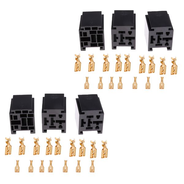 

6pcs 80a 5 pin relay holder socket with loose terminals car alarm control