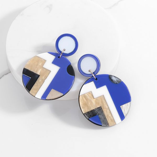 

korean fashion acrylic stitching round geometric drop earrings for women simple office modern women jewelry earrings gift 2020, Silver