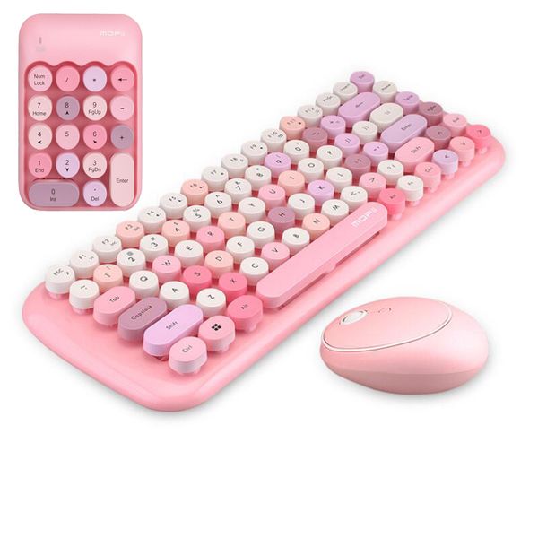 

2 in 1 notebook 2.4ghz wireless keyboard and mouse sets round punk mini wireless keyboard 1600dpi mouse office home pc combos