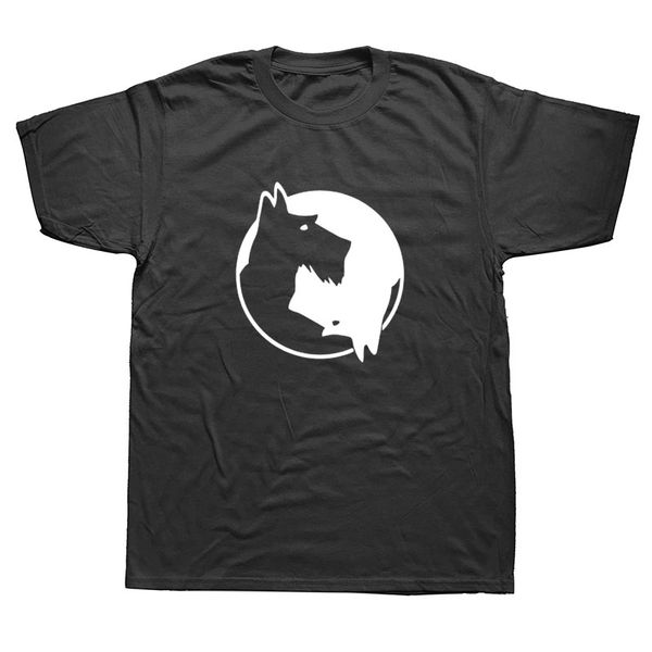 

yin and yang schnauzer dog t shirt tai chi design cotton tshirt hip hop streetwear mens pet lover animal t-shirt unisex