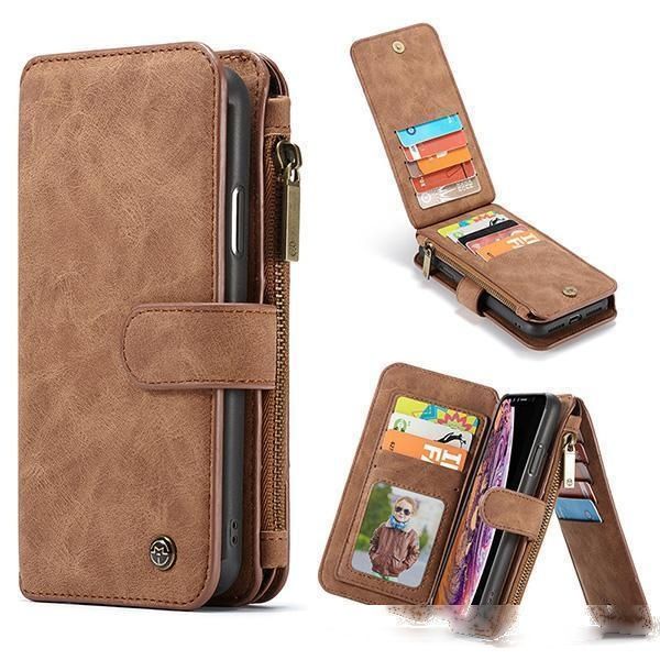 

mobile phone case leather magnetic case for iphone11 x 7 8 plus samsung s10 case multifunction zipper wallet phone shell for huawei