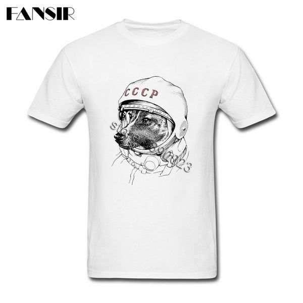 

собака космические путешествия cccp коротким рукавом футболка мальчик смешной camisetas 100% хлопок crew neck мужская футболка группы