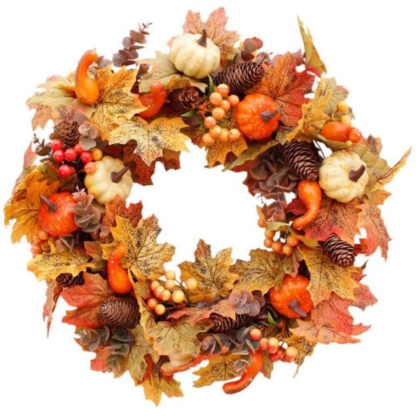 

christmas wreath thanksgiving harvest festival wreath autumn decoration simulation maple pine cone