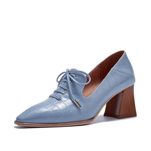 

new arrival women basic pumps spring autumn genuine leather high heels shoes woman pointed toe brand design shallow pumps, Black