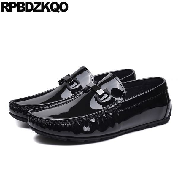 

men loafers british style driving business soft patent leather runway formal black slip on moccasins