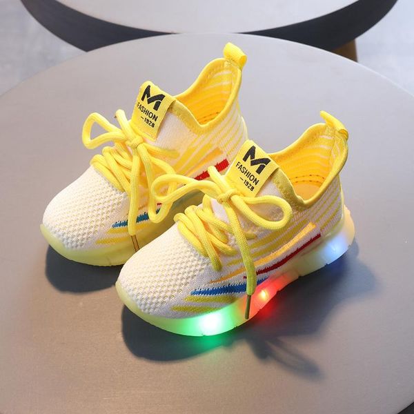 

2020 children mesh casual shoes boys shoes bling led light luminous kids sneakers mesh breathable fashion casual kids #c, Black