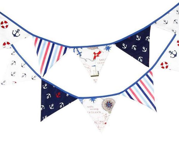 

new arrive 12 flags 3.2m pirate theme cotton fabric bunting pennant flags banner garland wedding/birthday/baby shower party decoration