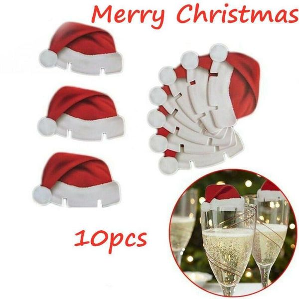 

christmas decorations 10pcs/lot hats for champagne glass cup