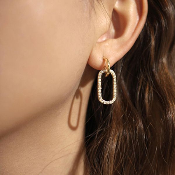 

ymyw fashion geometric drop dangle earrings temperament transparent cubic zirconia earrings women jewelry accessories, Silver