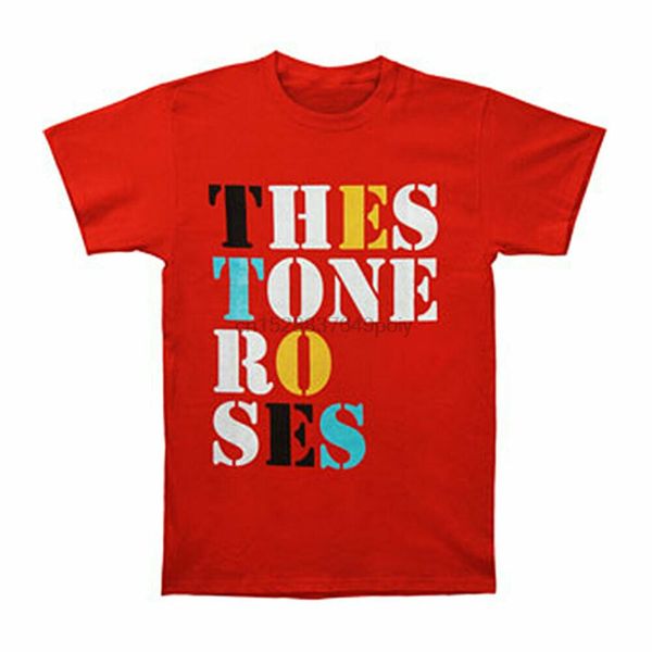 

stone roses mens font logo t shirt small red