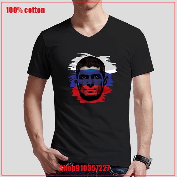 

men russian paint khabib v-neck t shirt raglan sleeve male tshirts summer tees t-shirt men deal t-shirts plus size