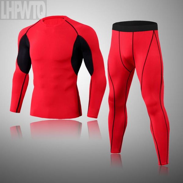 

running sets men's tights jogging clothes yoga winter sportswear thermal underwear compression shirt suit, Black;blue