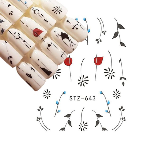

one sheet water transfer nail art sticker set black lace flower leaf decal slider wraps tips decor diy manicure new