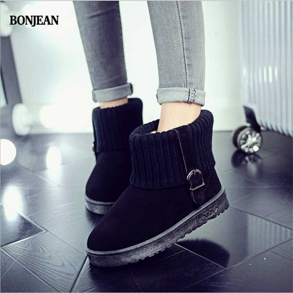 

winter 2020 new korean version of mixed cotton thermal boots the latest fashion bonjean, Black