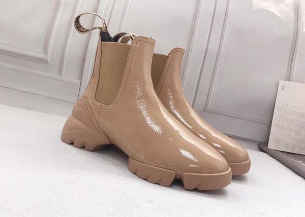 

2020 new ankle boots genuine leather women shoes fashion casual slip-on nude boots girls autumn chunky sneakers trainers, Black