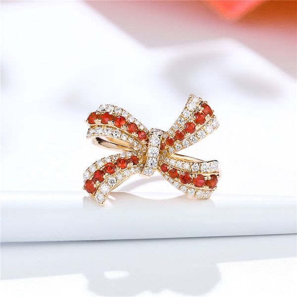 Duas cores Rose Gold Ribbon Bow-Knot Anel New Fashion Jóias Correspondência de cores Francês Acessório elegante para mulheres Estilo na moda da menina