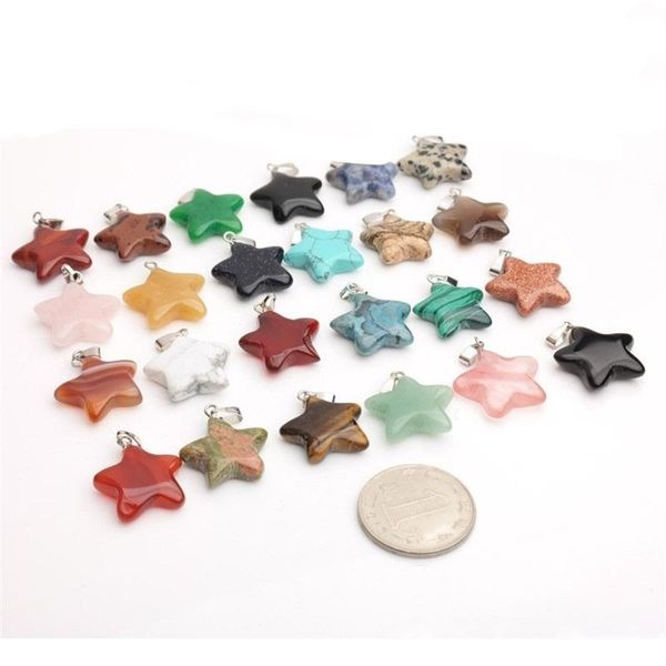 

fashion natural stone agate pendants healing crystals diy pendant pentagonal shaped star necklace ornaments accessories 1 25jd b2, Black