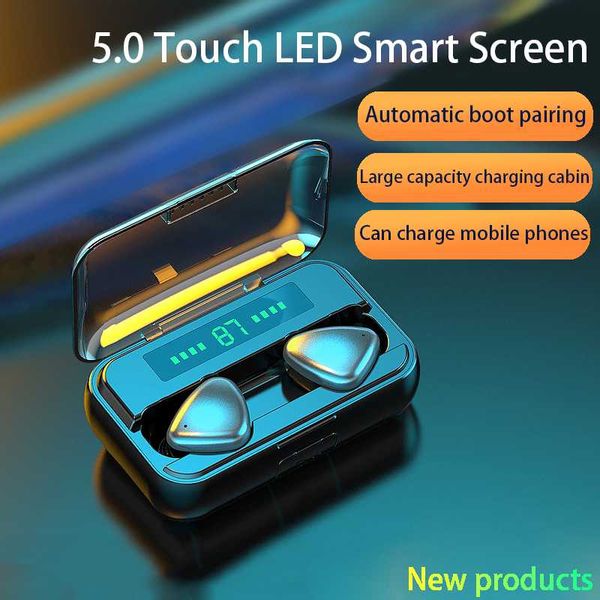 

bluetooth 5.0 9d hifi 2000mah charging box wireless headphone led display headsets sports waterproof