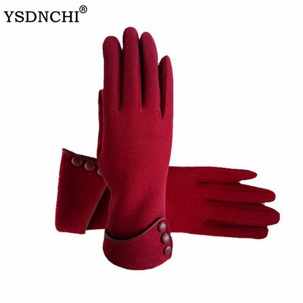 

ysdnchi elegant plush women gloves autumn winter touched screen mittens warm wrist female driving gloves guantes mujer luvas, Blue;gray