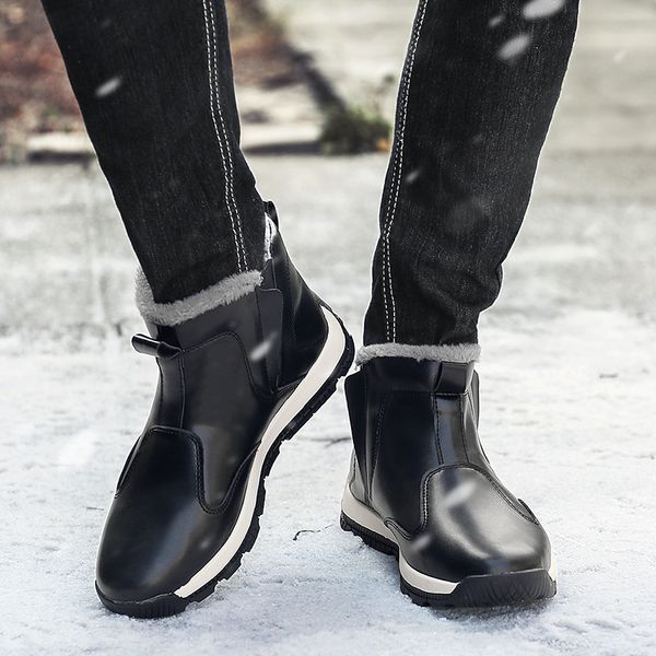 

miubu winter brand men non-slip comfortable boots sweat absorption bottes casual shoes heavyweight 39-45 sapatos masculinos, Black