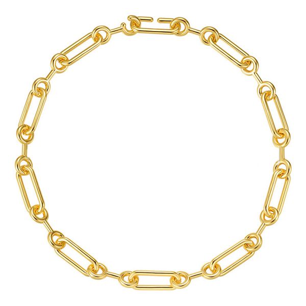 

chains rectangular round buckle chain necklace men and women european american non-mainstream normcore style exaggerated, Silver